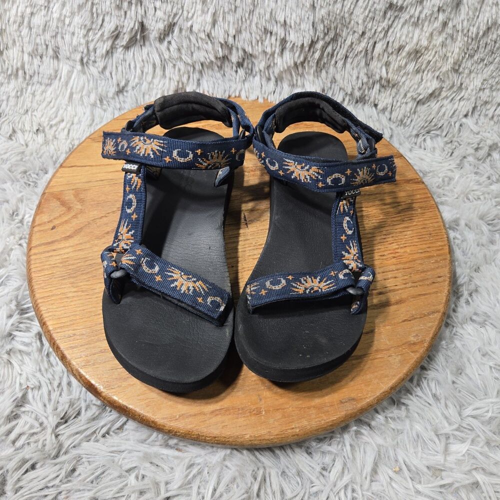 Muboliy Flat Sandals Navy Blue Multi Textile Straps Open Toe Sz 7 EU 37.5 Thongs
